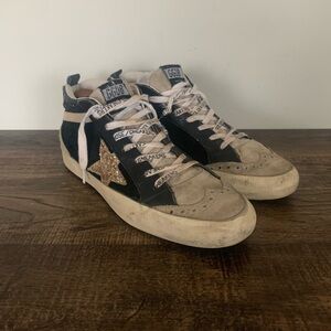 Golden Goose Mid Star Sneaker Black Glitter Gold Limited Edition Size 40 US 10
